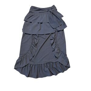 Boston Proper Black Ruffle Midi Skirt